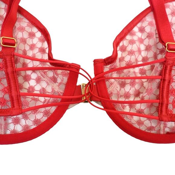 Victoria's Secret Unlined Underwire Demi Bra in Red NEW Womens 32DDD - Picture 4 of 10